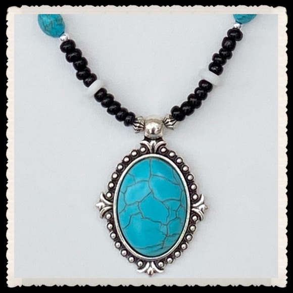 πΊπ΄πΊ TURQUOISE ETHNIC NECKLACE πΊπ΄πΊ - Picture 2 of 3